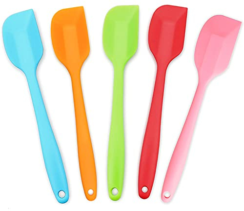 5pcs Silicone Spatula Heat Resistant Non Stick Rubber Cake Cream Butter Spatula for Kitchen Baking and Dessert Making