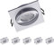 Oktaplex 6er Set Einbaustrahler mit LED Modul Lyon Schwenkbar 4,8W 4000K 230V 380lm neutralweiss Aluminium eckig Deckenspots Lochmaße 80mm