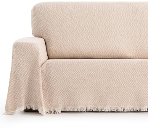 MAXIFUNDAS | Plaid para sofá y Cama | Color Beige | 230x260 | Modelo Zen | Foulard Multiusos Decorativo | Fácil Lavado