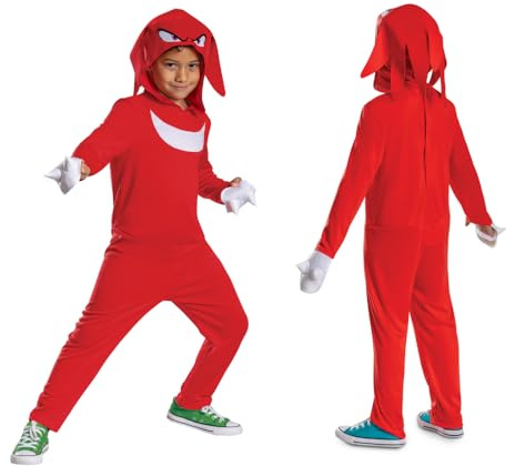 Sonic le Hérisson - Déguisement Sonic Knuckles pour Enfants - Taille M (7-8 Ans) - Licence Officielle - Costume Garçon pour Halloween, Carnaval ou Jeu de Rôle