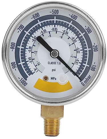Vakuum Manometer, Edelstahl Genaues Luftmessgerät 0-14psi NPT1 / 8-Zoll-Anschluss, Industrielle Messwerkzeuge für Wasser Öl und Gas für Vakuumpumpe