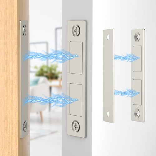 Magnetic Door Catch, Jiayi 30 LB Cabinet Door Magnetic Catch Heavy Duty, 2 Pack Magnets Door Closer, Screw on Magnet Closet Door Catch, Double Drawer Magnets Latch for Wardrobe Cabinets Closing