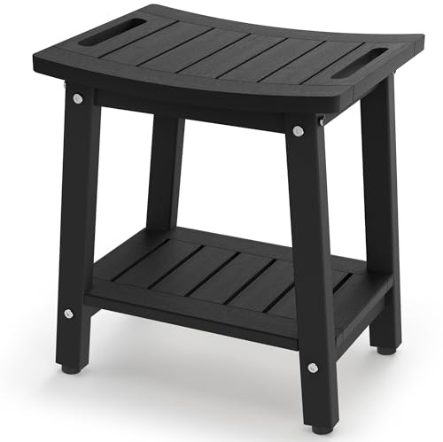 BEKVEM Waterproof HDPE Shower Bench for Inside Shower, Shower Stool, Black
