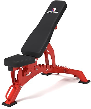 Adjustable Weight Bench 1300LB Capacity with 10 Backrest & 4 Seat Angles, Multi-Position Incline Decline Workout Bench for Bench Press, Sit-Ups & Full Body Training, RitKeep RAB-3000
