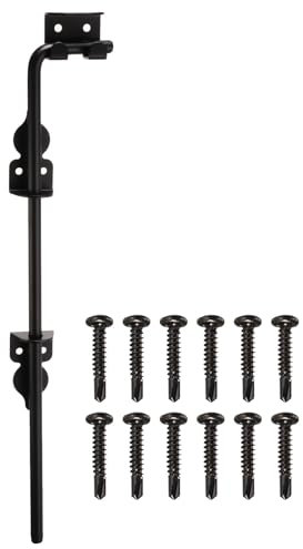 sourcing map 18 Cane Bolt, 2Pcs Cane Bolt Gate Drop Rod Iron Gate Doors Stopper Gate Hardware for Wooden Gate and Fences Doors, Black Finish