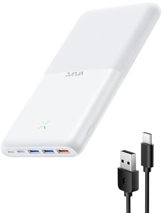 VRURC Batterie Externe 30000mAh USB C Power Bank Haute Capacité Charge Rapide 22.5W Compact Batterie Portable avec 4 Sorties et 3 Entrées Compatible avec Téléphone iPhone Tablet (Blanc)