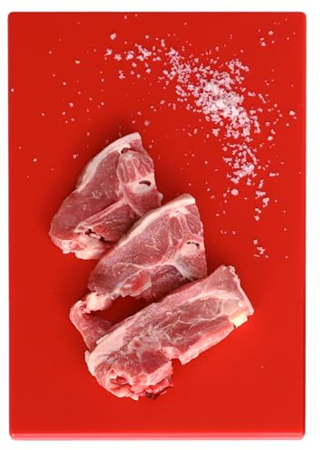 CHEFZOCO Tabla de corte profesional, Tabla de picar, Tabla de cocina, Tabla para alimentos, Tabla antibacteriana, Polietileno, No deja sabor ni olor, Antibacteriana, 30 x 20 x 1.5 cm, Rojo