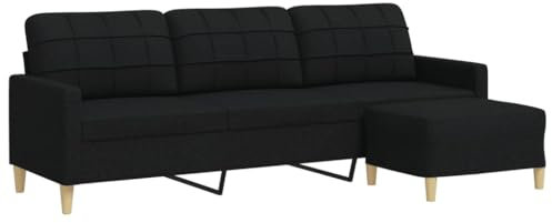 Gecheer 3-sitsig soffa med pall metallram bäddsoffa, bäddsoffa, tygsoffa, bäddsoffa, gästsäng, modern soffa, 3-sitsig soffa, sängsoffa, 226 x 77 x 80 cm (B x D x H) för vardagsrum, gästrum, svart