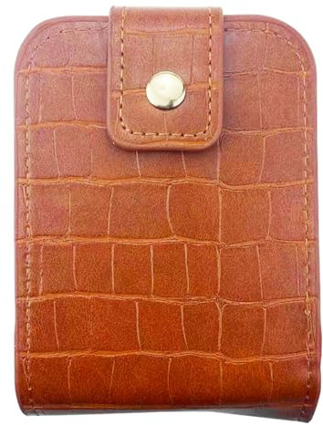 Leather Lipstick Case, Lipstick Organiser Waterproof Portable Leather Cosmetic Bag Travel Lipsticks Holder with Mirror for Women and Girls (Brown)