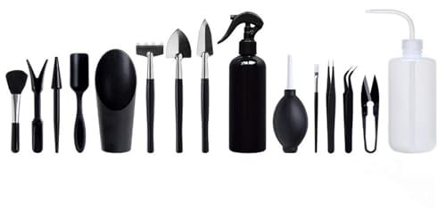 Grow ZubehöR Indoor Black Series Sukkulenten-Werkzeug, Gartenwerkzeug-Set, Indoor-Transfertopf, Gartenset, 15-teilig (Black, One Size)