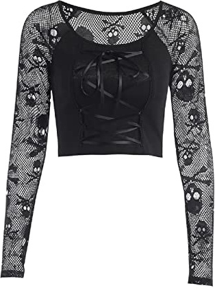 YINGWIN Vêtements gothiques pour femme - Sexy - Manches longues - Crop Tops gothique gothique