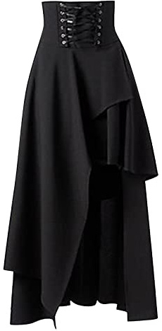 Genérico Falda Larga Gótica de Encaje Negro con Diseño Elegante y Ajuste Mujer en Algodón de (Black, XXL)