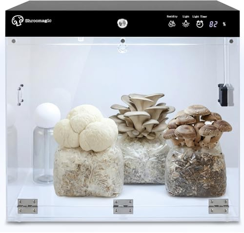 Smart Mushroom Growing Kit for Indoor Use, Automatic Humidity&Light Control, Mushroom Grow Box with Fresh Air Exchange System, Grow Gourmet&Functional Mushrooms at Home, Monotub Compatible