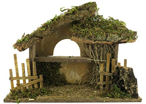 Bertoni Leere Holzhütte mit Zaun und Fenster, Holz, Mehrfarbig, Einheitsgröße