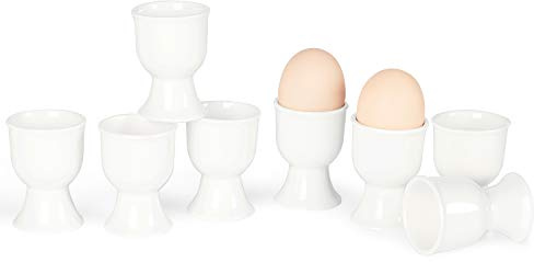 ONTUBE Ceramic Egg Cups Set of 8, Egg Stand Holders for Boiled Eggs White