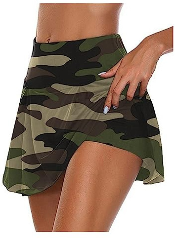 Qiribati Camouflage Femminile Attivo Gonna da Tennis Athletic Skorts A-Line Gonna A Pieghe con Shorts