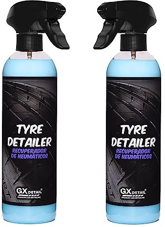 GxDetail Abrillantador y Recuperador de Neumáticos, Plásticos, Gomas de Exterior 1 Litro - Tyre Recover - Hidratador para Plásticos y Gomas - Brillo Inteso.