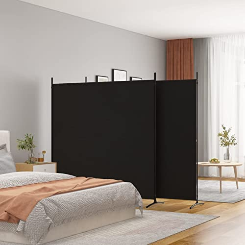 Homgoday Divisorio a 3 Pannelli Nero 525x180cm in Tessuto, Divisorio per Ambienti, Paravento da Interno Separé Divisorio Pannelli Divisori per Interni Casa