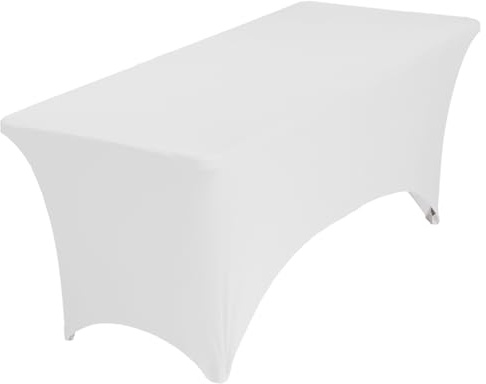 Tischdecke aus Spandex, 1 Stück, weiß, dehnbar, rechteckig, knitterfrei, für Terrassentisch, Hochzeit, Party, Bankett (183 x 76 x 76 cm (L x B x H))