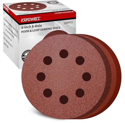 KAFUWELL 100 Pezzi Dischi Abrasivi 125mm, Carta Vetrata Abrasiva 8 Fori per Levigatrice Orbitale(Grana 60/120/240/320)