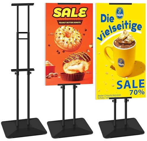 VAIIGO Doppelseitiger Plakatständer Infoständer Verstellbarer Metall Präsentationsständer Werbeständer Standhöhe bis 78 Zoll (Schwarz)