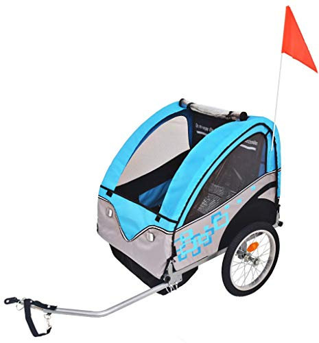 Mengtu Rimorchio per bicicletta grigio e blu, 30 kg, rimorchio per bicicletta, grande rimorchio per bicicletta, carrello di stoccaggio per bicicletta, campeggio, bagagli, trasporto