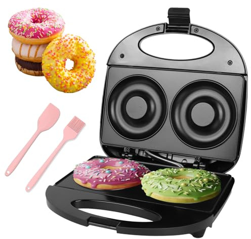 Ht Viik Donut Maker,Doughnut Machine,Bake 2 Donuts,Double-sided heating, Non-stick Surface, Perfect for Breakfast,for Commercial or Family Use,Easy to Clean