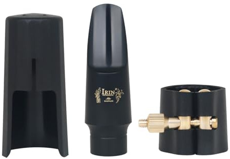 OriGlam Kit bocchino per sassofono contralto, 3 pezzi, kit per bocchino per sassofono con coperchio e legatura in pelle per bocchino per sassofono