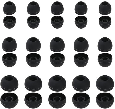 Lot de 30 embouts de rechange en silicone pour écouteurs intra-auriculaires (trou intérieur pour écouteurs de 3,8 à 5,5 mm), 3 tailles, noir