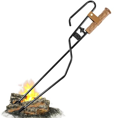 Pinzas para fogatas, atizador de fuego resistente y agarrador de troncos, pinzas versátiles para chimenea para un manejo seguro de leña, de soplado para hoguera y disfrute de hogueras