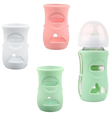 3-pack Avent silikonskal för babyflaskor av naturglas, okrossbar nappflaskhållare kompatibel med 8 ounce nappflaskor av naturglas, BPA-fri