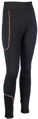 HKM Polly silikon knälapp ridning leggings, svart, 7/9 år, Svart, 7-9 År