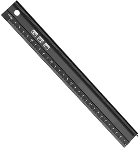 Metal Rulers,Aluminium Raised Grip Metal Ruler 30cm,Multifunctional Precision Metal Ruler for Cutting,Non-Slip Protective Edge Precision Measurement Rulers,Straight Edge for Length,Crafts DIY