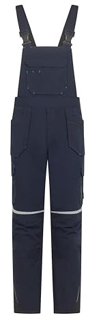 BWOLF Drift Ice - Peto de trabajo para hombre, invierno, con peto, impermeable, reflectante, con muchos bolsillos, azul, M