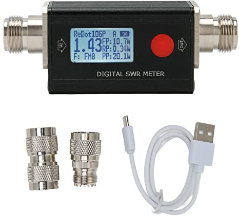 Standing Wave Meter Power Meter Digital Portable exakta 80MHz till 999 MHz Frekvensområde med bakgrundsbelysning för utomhusskinad radioentusiaster Aluminiumlegering 95x35x26mm