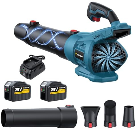 Soplador De Hojas Bateria, Motor Sin Escobillas, 288 km/h Y 800 m³/h, 40000 RPM, 2 BateríAs Y Cargador, Soplador con BateríA con 3 Boquillas De Soplado para Limpiar Patios Y Caminos