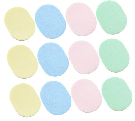 OUNONA 12pcs Cosmetic Facial Sponges Thickened Cleansing Face Puff Makeup Removal Sponge Pads for Deep Cleaning and Makeup Removal