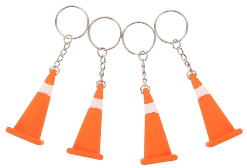 LABRIMP 4 St Miniatyr Trafikkon Nyckelring Realistiska Små Byggkoner för Skolväska och Ryggsäcksdekoration Portabelt Nyckelaccessoar för Trafiksäkerhet och Festfavoriter