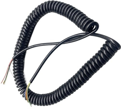 spiraltråd, Fjäderspiral 6-ledarig 24AWG stretchströmskabel 0,2 mm² PU-mantel svart(Stretch 1.25 meter)