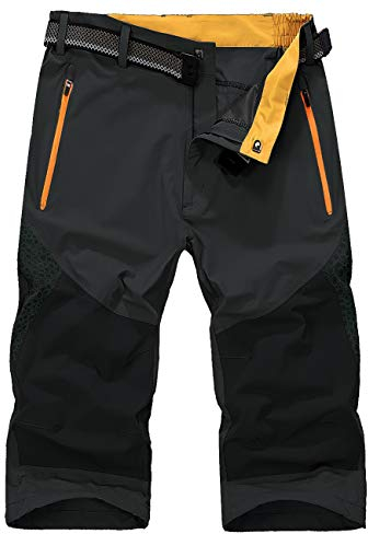 KEFITEVD 3/4 Radhose Herren MTB Shorts Leicht Cargo Shorts Sommer Outdoor Hose Männer Kurze Kletterhose Leichte Wanderhose Stretch Funktionshose Dunkelgrau EU 40, CN 6XL