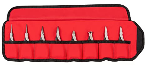TEKTON Mini Pliers Set with Pouch, 8-Piece (Needle Nose, Long Nose, Flat Nose, Cutting) | PMN99910