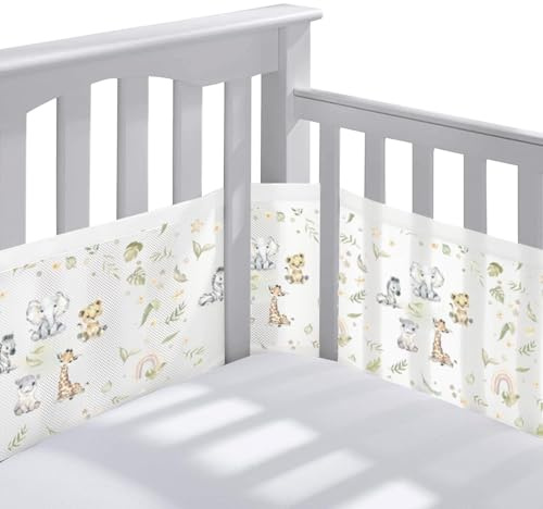 Spjälskydd för baby, babysängskydd, andningsaktiva babyhörnskydd, spjälsängsskydd för barnsäng, mjuka och ventilerande Cot stötfångare, nyfödda 4-sidig stötfångare för barn pojke flicka