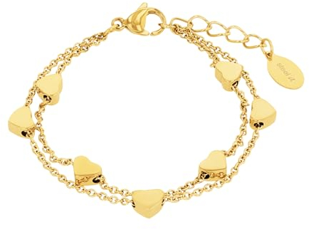 s.Oliver Armband Edelstahl Mädchen Kinder Armschmuck, 14+2 cm, Gold, Herz, Kommt in Schmuck Geschenk Box, 2036451