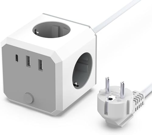USB Steckdose mit 1.8m Kabel White