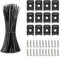 CLKE 100 Set Kabelhalter Schraubbar, mit 100 Kabelbindern,100 Kabelbinder Halter,100 Schrauben, Nylon Kabelbinder, schwarze Kabelbinder, Kabelschellen zum Schrauben für die Befestigung von Kabeln