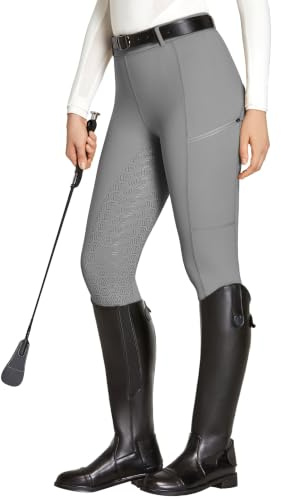 FitsT4 Sports Reitleggings Damen Reithose Silikon vollbesatz Handytasche