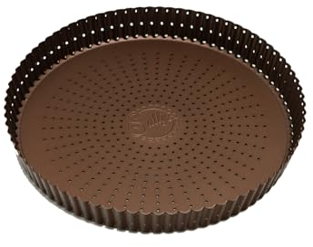 Sallys Tarteform mit Hebeboden - 30 cm Durchmesser, 4 cm hoch - Perforierter Karbonstahl - Antihaftbeschichtet - Hitzebeständig & Spülmaschinengeeignet