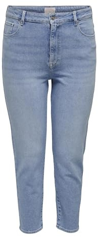 Only Carmakoma Damen Caremilystretch Hw STR ANK DNM Cro1 Noos, Light Blue Denim, 50W x 32L