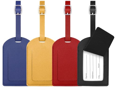 Flintronic Etiquetas de Equipaje, 4PCS Etiquetas de Equipaje, Etiquetas de Identificación de Maleta, Etiquetas de Maletas de Equipaje, para Evitar la Pérdida de Bolsas y Maletas