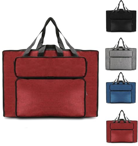 YushengTai Borsa Portaoggetti per Pittura A2, Impermeabile Borsa da Trasporto per Tavolo da Disegno, Disegno de Porta Documenti con Tasche Laterali per Pennelli Colori (A2/Rosso)